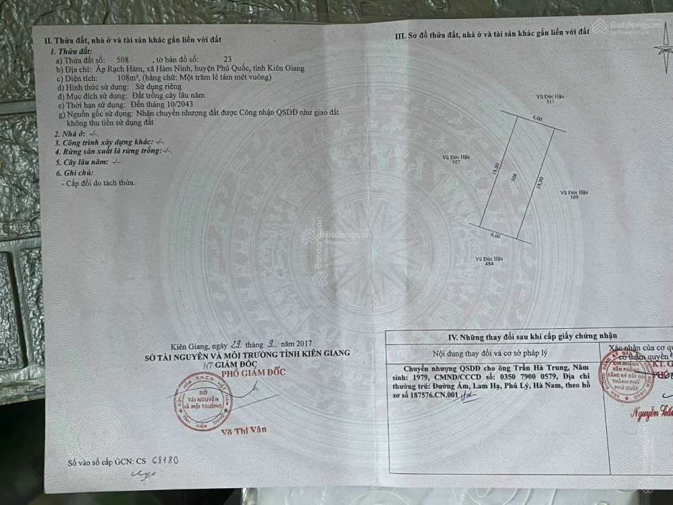 Bán đất ấp Rạch Hàm, Hàm Ninh, Phú Quốc, quy hoạch đất ở, giá 1,1 tỷ