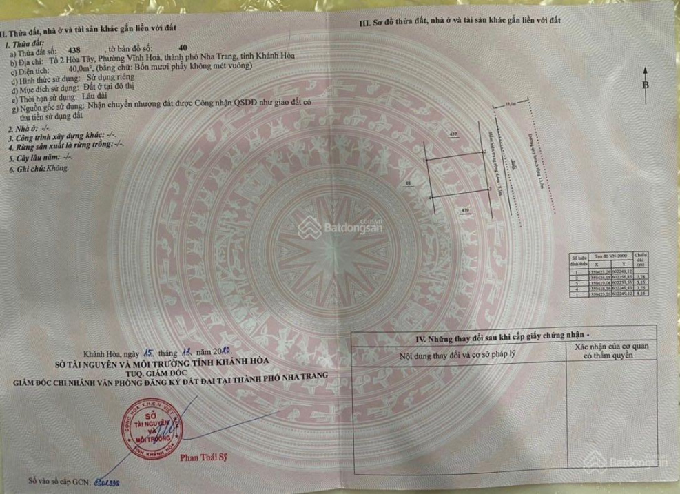 Bán đất đường Nguyễn Chích Phường Vĩnh Hoà Nha Trang, 40m2 (ngang 5m) 1,3 tỷ