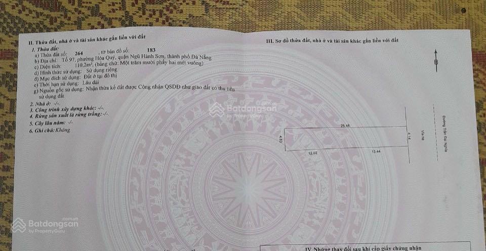 Bán đất đường Trần Đại Nghĩa, Hòa Quý, Ngũ Hành Sơn, Đà Nẵng