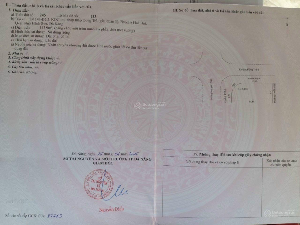 Bán đất lô góc Đông Trà 5 và Nguyễn Dục, Hòa Hải, Ngũ Hành Sơn, Đà Nẵng khu Đông Trà