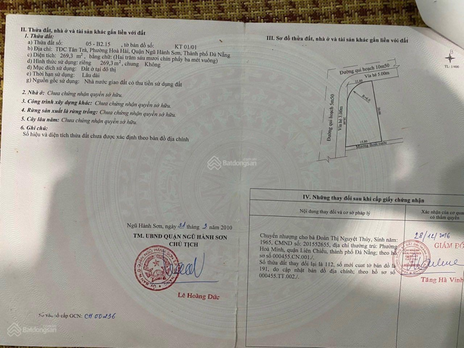 Bán lô 2 MT đường Tân Lưu và Phạm Thận Duật, gần biển Tân Trà, Ngũ Hành Sơn, Đà Nẵng