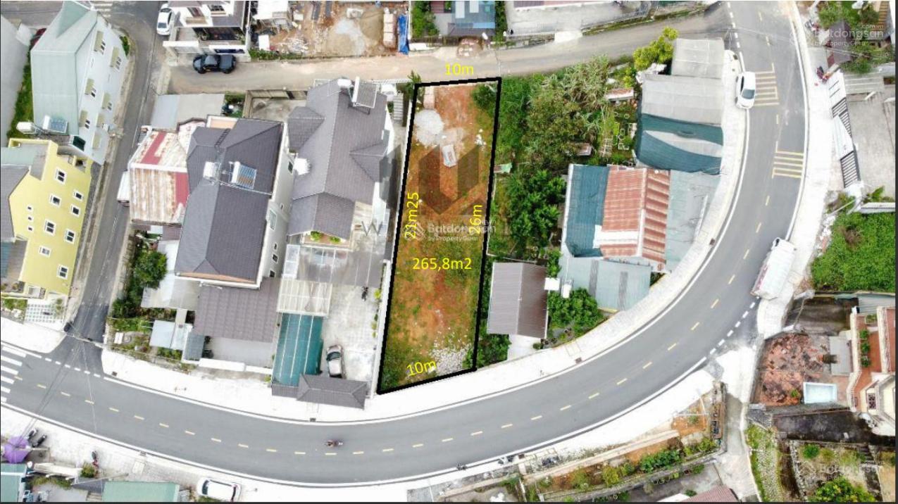 Bán lô đất 2 mặt tiền KQH Tô Hiến Thành, P3, Đà Lạt ngay trung tâm 265.8m2 ~10x26.5m, chỉ 16.5 tỷ