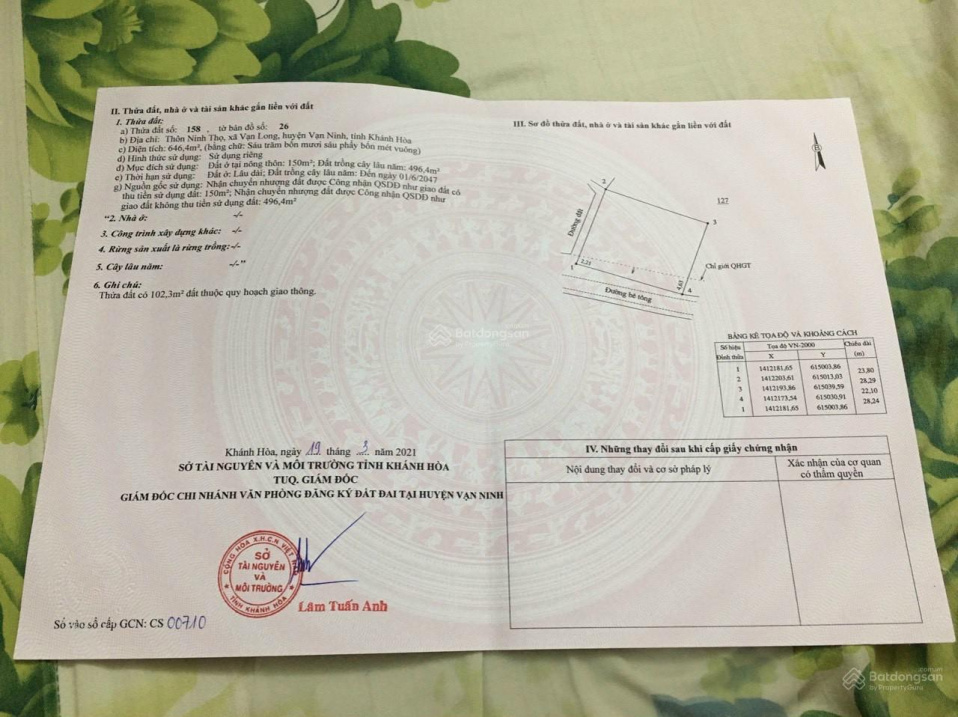 Bán mảnh đất lô góc 2 mặt tiền - diện tích 544m2 phù hợp phân lô tách thửa - giá 4 tỷ 700 triệu