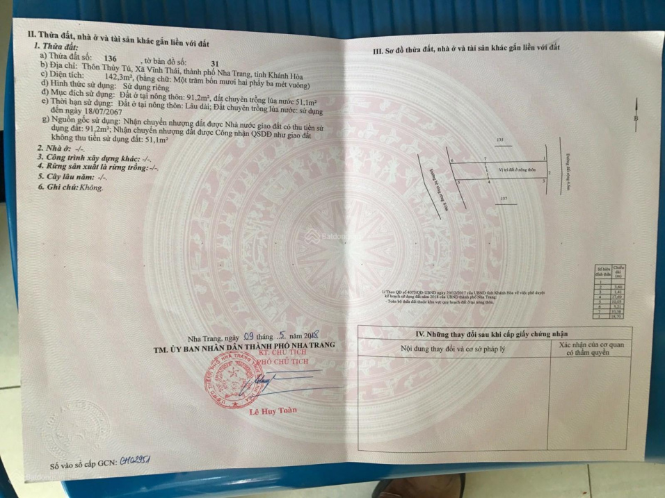 Cần bán gấp lô đất Thuỷ Tú - Vĩnh Thái mặt đường ô tô 8m giá 143m2 giá 2 tỷ 431 triệu