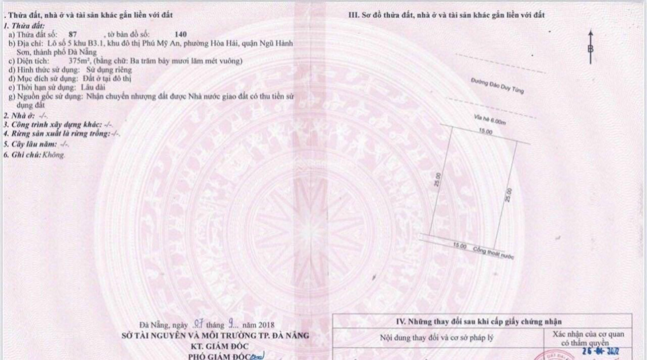 Cần bán lô đất đường Đào Duy Tùng, Hòa Hải, Ngũ Hành Sơn