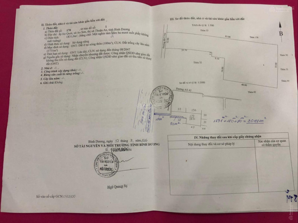 Cần bán nhà vườn đẹp 2090m2 mặt tiền sông Sài Gòn tại xã An Sơn Thuận An, Bình Dương