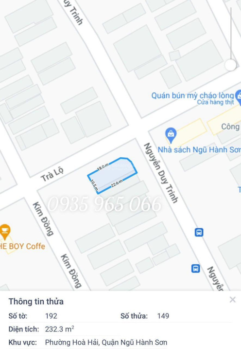 Chào bán lô góc đường Nguyễn Duy Trinh và Đường Trà Lộ, Ngũ Hành Sơn, Đà Nẵng, DT: 228,6m2