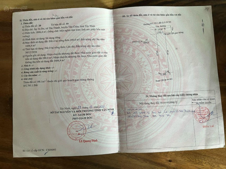 Chính chủ bán đất Đường ĐT 795, Xã Tân Thành, Tân Châu, Tây Ninh liên hệ :0915 896 868