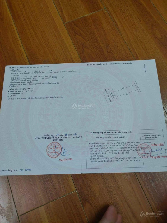 Chính chủ cần bán lô đất đường Bùi Bỉnh Uyên, phường Hòa Hải, Quận Ngũ Hành Sơn, TP Đà Nẵng