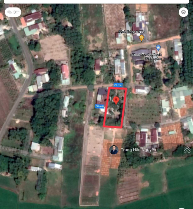 Đất góc 2 mặt tiền đường nhựa 5m và 3m, 27m x 58m, 400m2 thổ cư, sổ hồng + trích lục rõ ràng