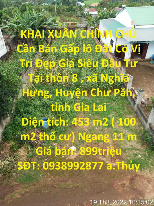 KHAI XUÂN CHÍNH CHỦ Cần Bán Gấp lô Đất Có Vị Trí Đẹp Giá Siêu Đầu Tư Tại Tỉnh GIA LAI