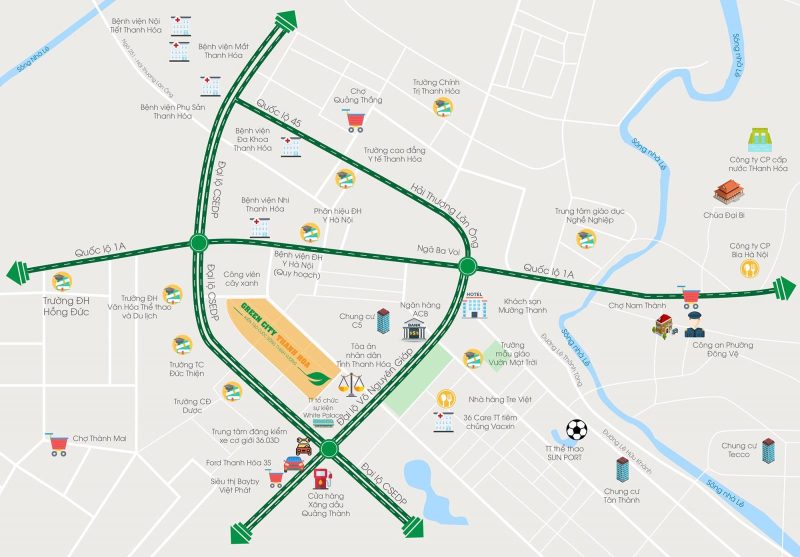 Vị trí dự án Green City Thanh Hóa