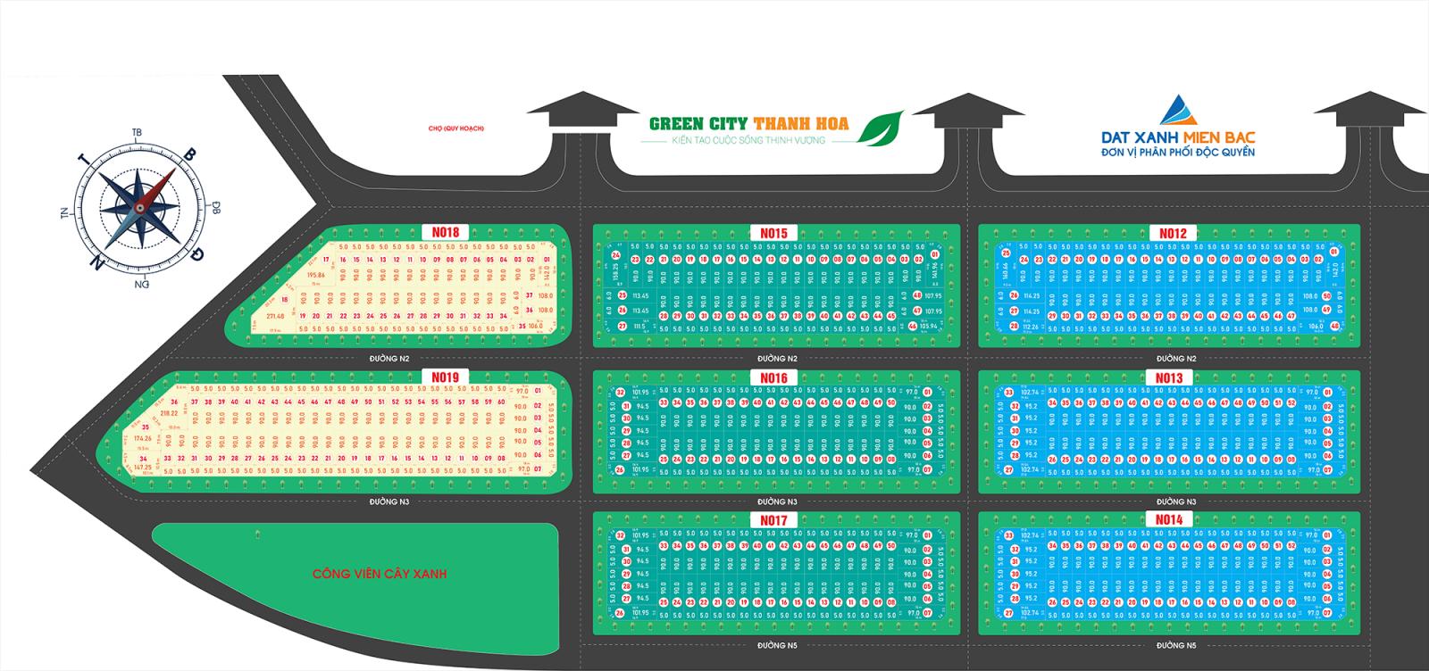 Sơ đồ quy hoạch tổng thể dự án Green City Thanh Hóa