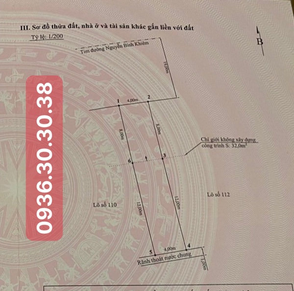 Bán đất mặt đường Nguyễn Bỉnh Khiêm (gần UBND P.Đông Hải) - 80m2 (4x20) - Tây Bắc - 4,2 tỷ