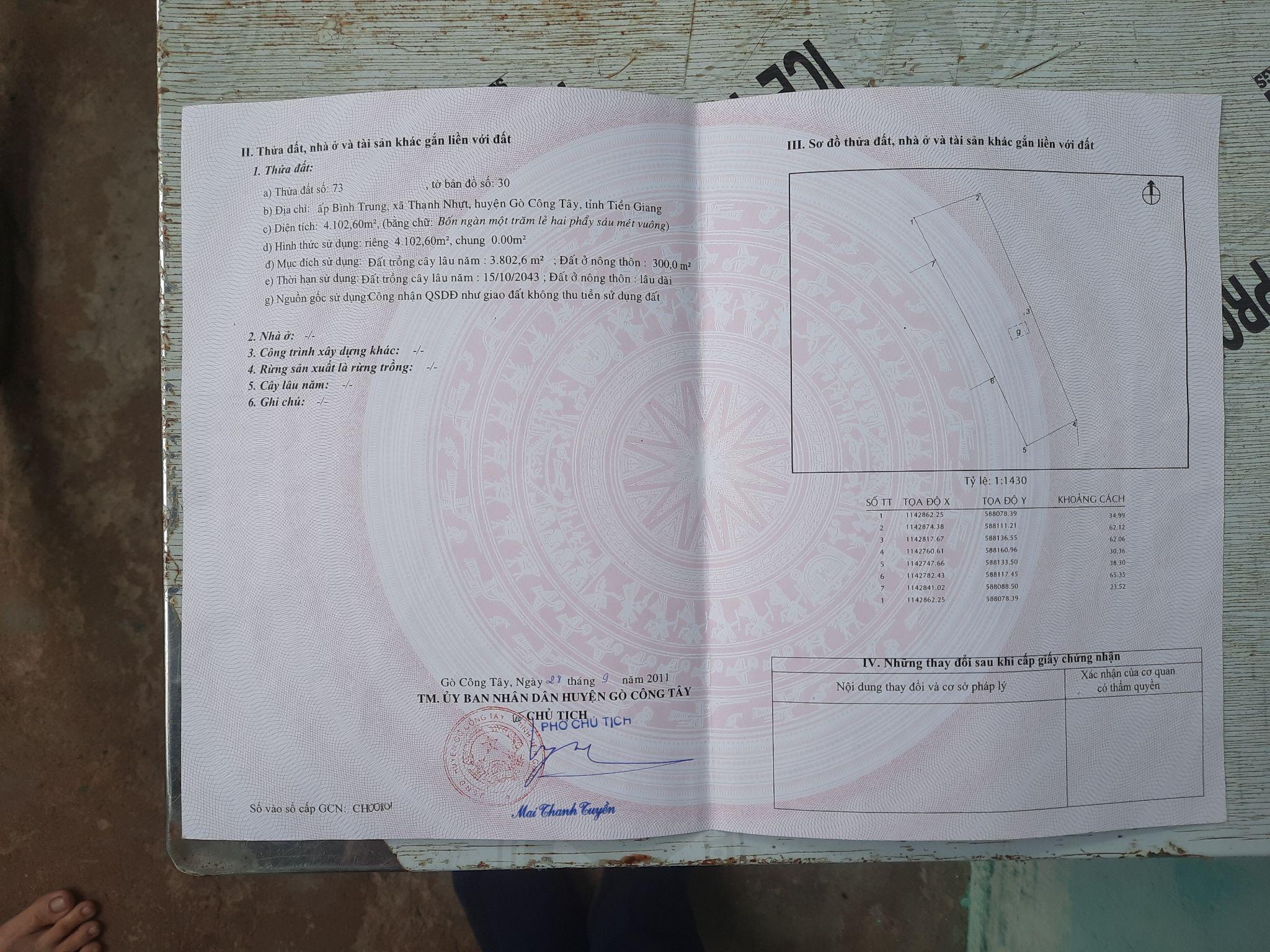 (NGHIÊM TÚC) BÁN ĐẤT CHÍNH CHỦ (120x34) 4.100 M2 GÒ CÔNG TÂY, TIỀN GIANG 5,39 TỶ CÓ 300M2 THỔ CƯ TẶNG NHÀ CẤP 4