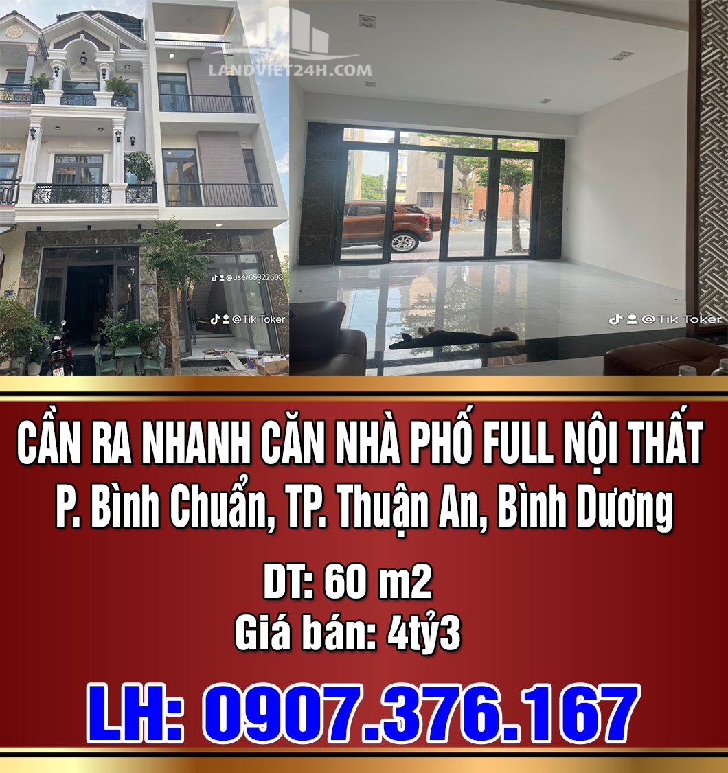 Đầu năm cần ra nhanh căn nhà phố Bình Dương