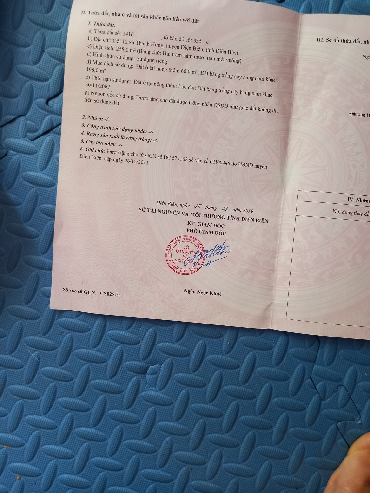 Bán đất tại đội 12, xã Thanh Hưng, huyện Điện Biên.