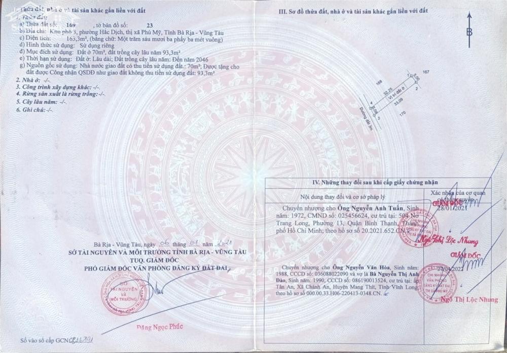 CHÍNH CHỦ CẦN TIỀN BÁN GẤP LÔ ĐẤT NGAY HẮC DỊCH - PHÚ MỸ - BÀ RỊA VŨNG TÀU