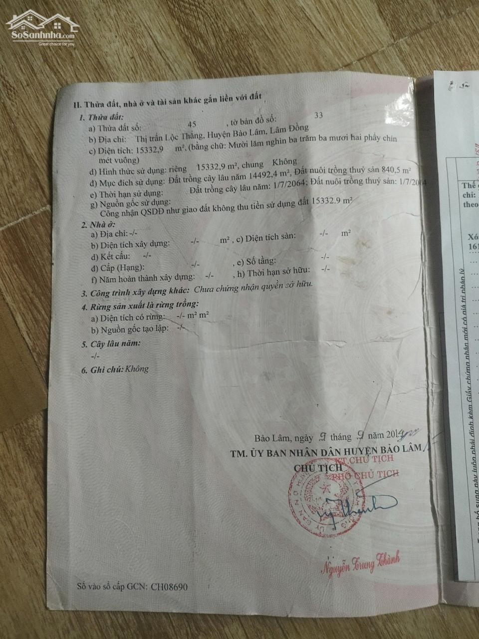 CHÍNH CHỦ CẦN TIỀN BÁN GẤP LÔ ĐẤT NGAY TRUNG TẬM THỊ TRẤN LỘC THẮNG - BẢO LÂM - LÂM ĐỒNG