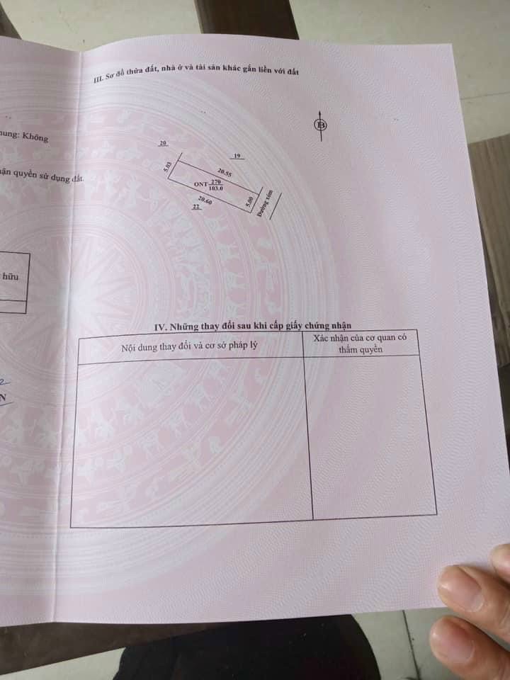 Bán mảnh đất đẹp tại Bình Giang, Hải Dương. Dt 103m2, mt 5m, giá 830 triệu.