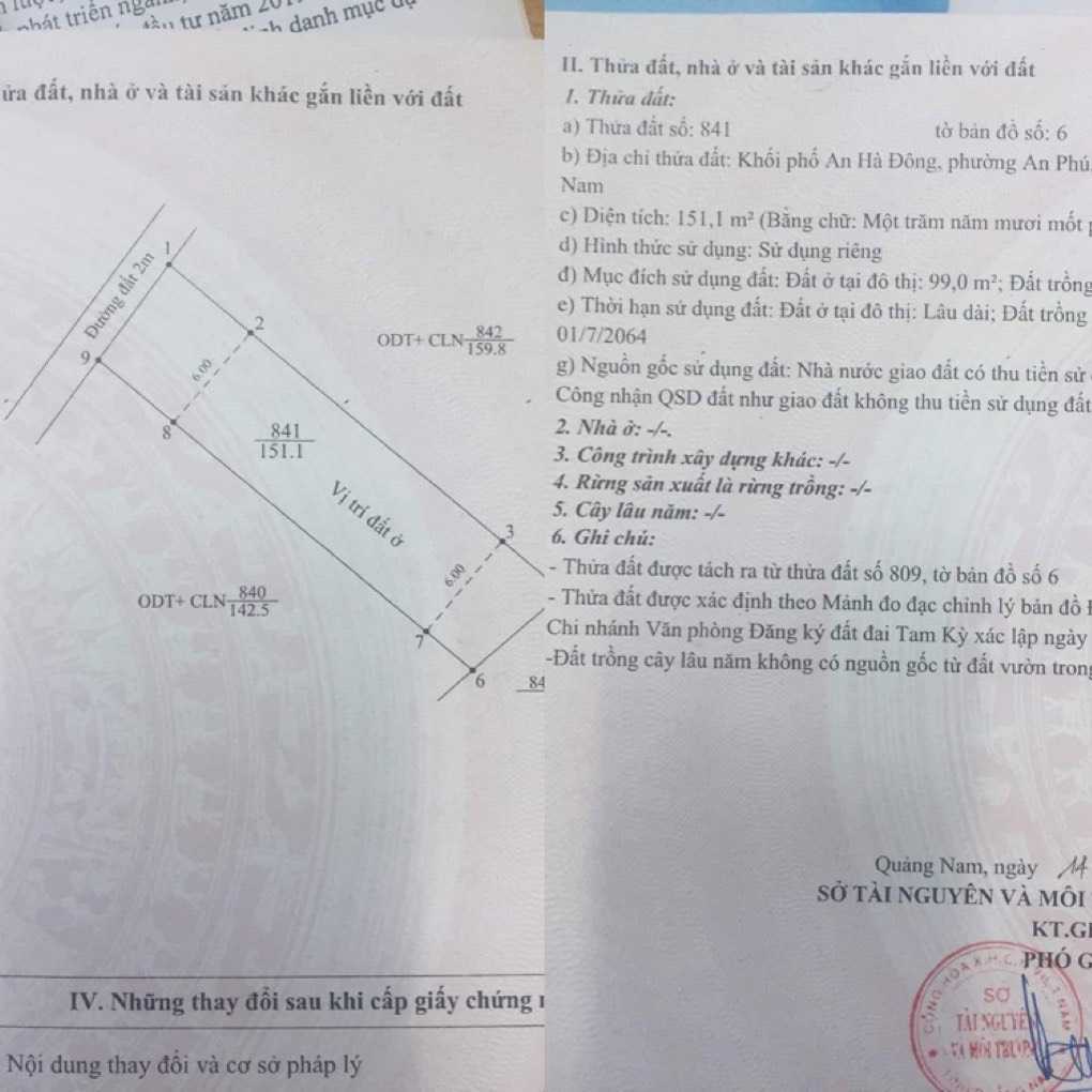 Chính chủ cần bán lô đất nền tại Địa chỉ: KP An Hà Đông, Tp Tam Kỳ, Quảng Nam