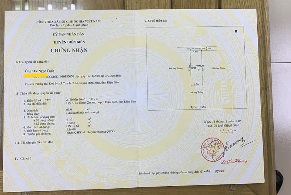 Gia đình cần bán mảnh đất tại đội 3, xã Thanh Xương, huyện Điện Biên