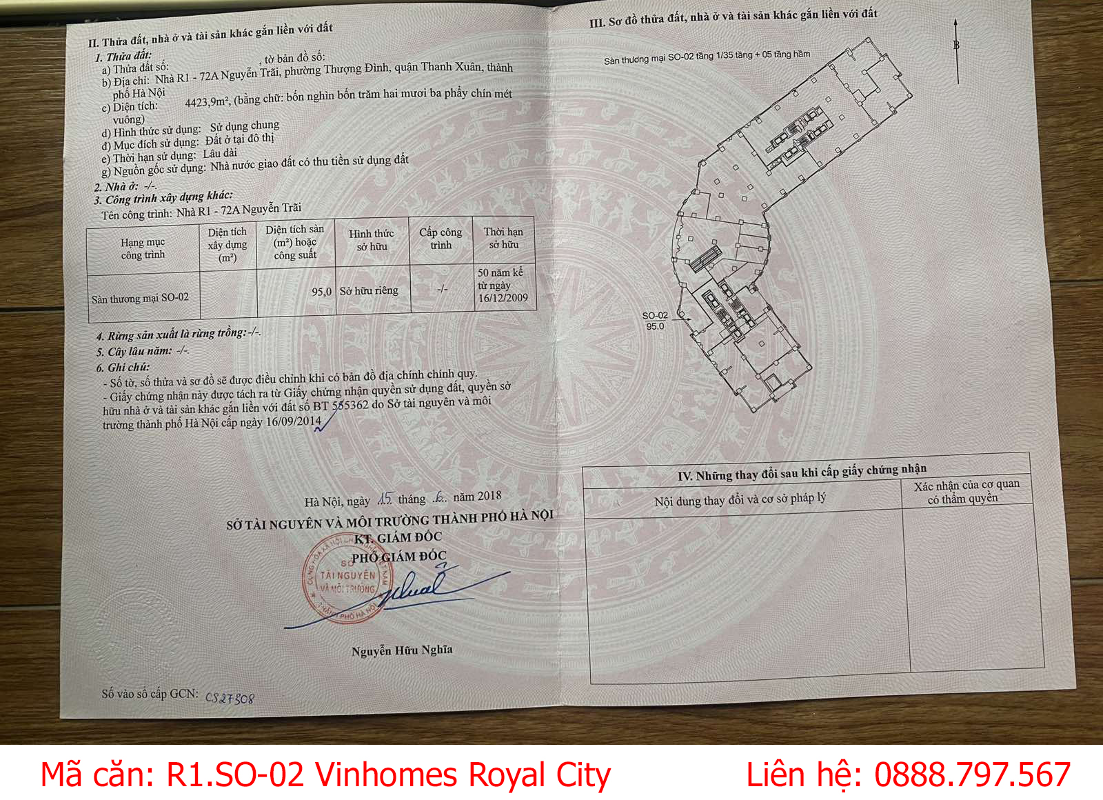 Bán gấp Shop chân đế toà R1 diện tích 95m2 Vinhomes Royal City giá hấp dẫn