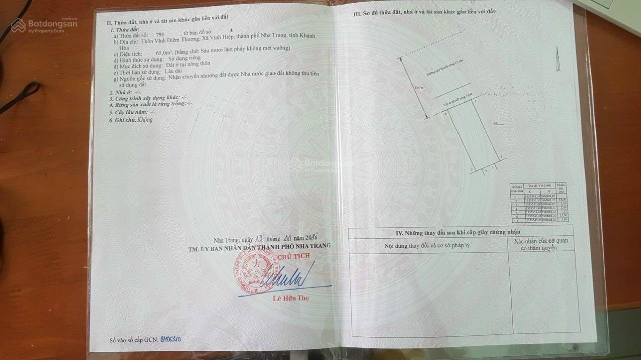 Bán đất Lộc Phát 2, Vĩnh Điềm Thượng, Vĩnh Hiệp, NT, dt 65m2, ngang 5m, hướng Tây Bắc - giá 1,3 tỷ