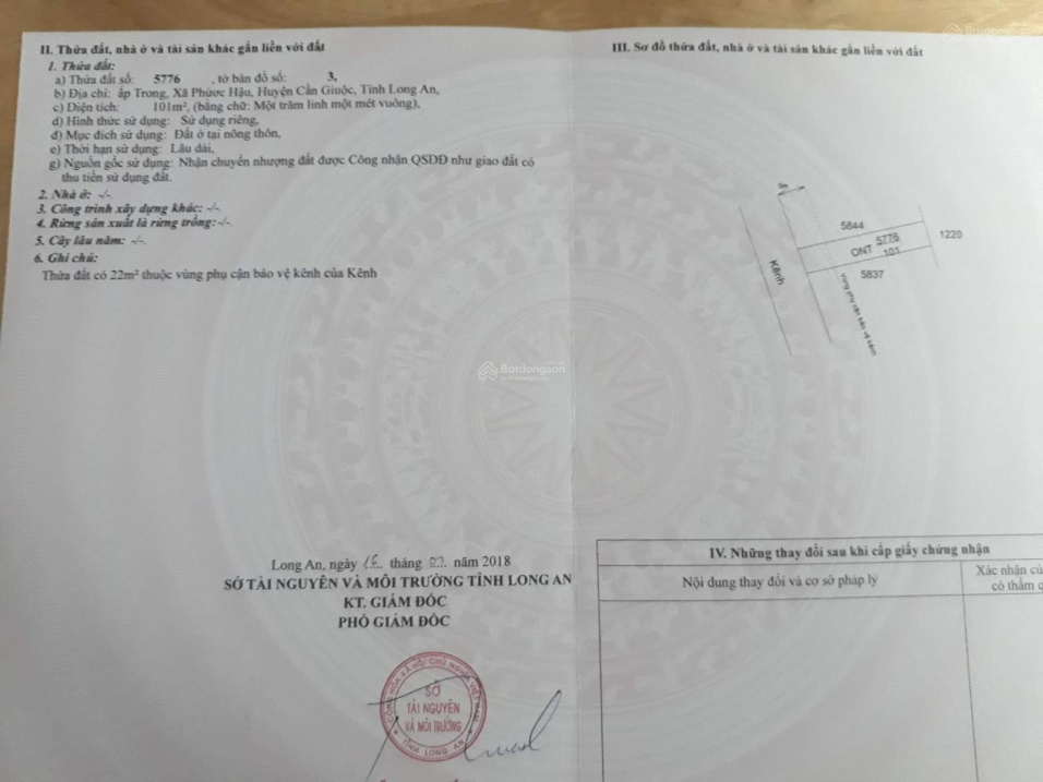 Chính chủ bán đất mặt tiền đường Kênh Cầu Đen, cách ngã 3 chỉ 100m, 101m2, đất cao ráo, giá 1tỷ090