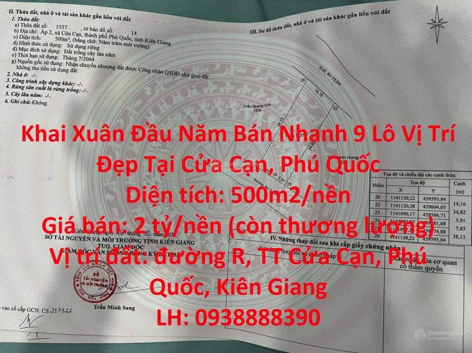 Khai Xuân Đầu Năm Bán Nhanh 9 Lô Vị Trí Đẹp Tại Cửa Cạn, Phú Quốc