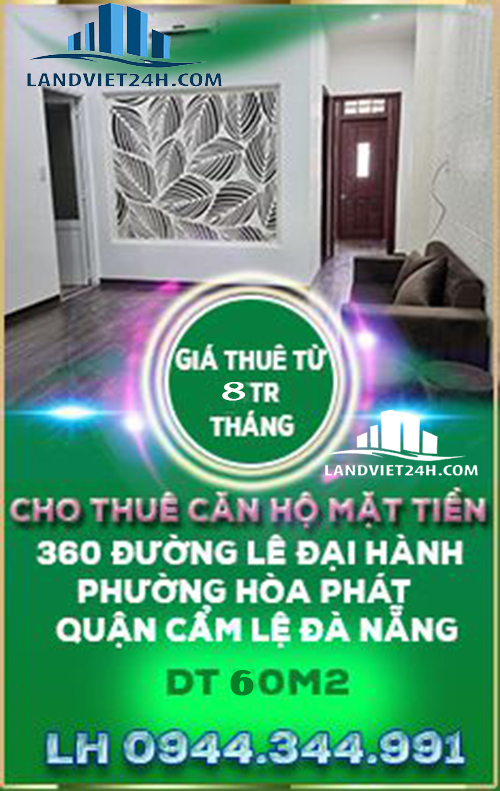 CHÍNH CHỦ CHO THUÊ CĂN HỘ MẶT TIỀN ĐƯỜNG TẠI 360 LÊ ĐẠI HÀNH, QUẬN CẨM LỆ