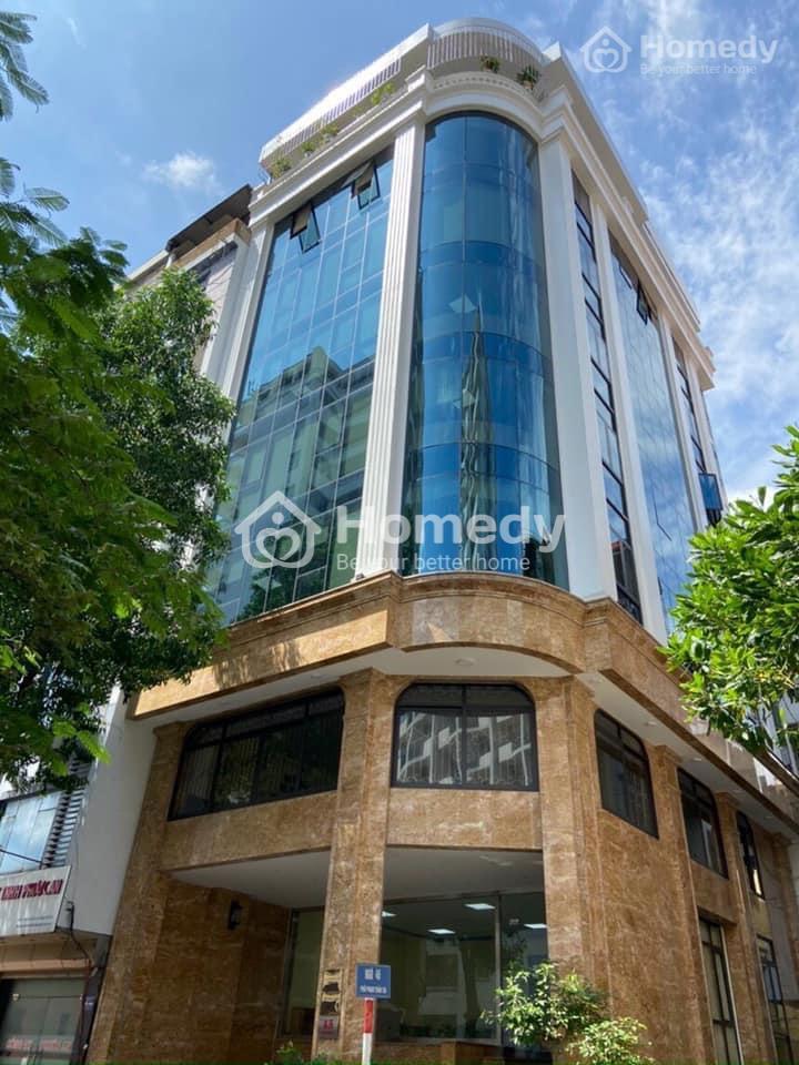 Bán tòa văn phòng 50 tỷ 121m2 phố Trần Thái Tông 9 tầng, MT11m lô góc vip quận Cầu giấy