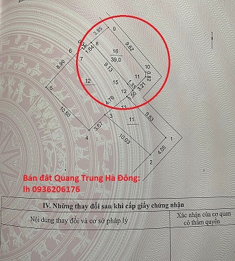Đất Quang Trung quân Hà Đông cho giới đầu tư 39m2, mt4m, giá chỉ 1.5 tỷ