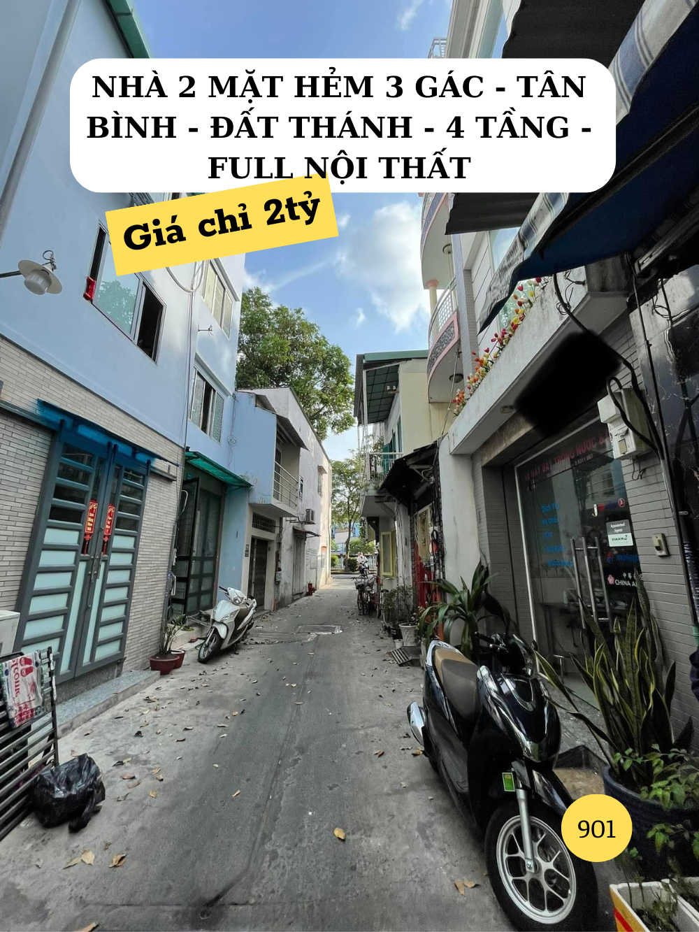 Bán nhà 2 mặt hẻm 4 tầng Đất Thánh Tân Bình tặng nội thất giá chỉ 2tỷ