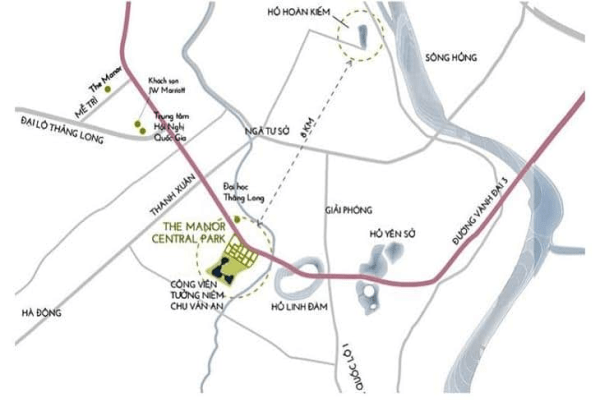 Vị trí kết nối thuận lợi của biệt thự The Manor Central Park biet thu the manor central park 6
