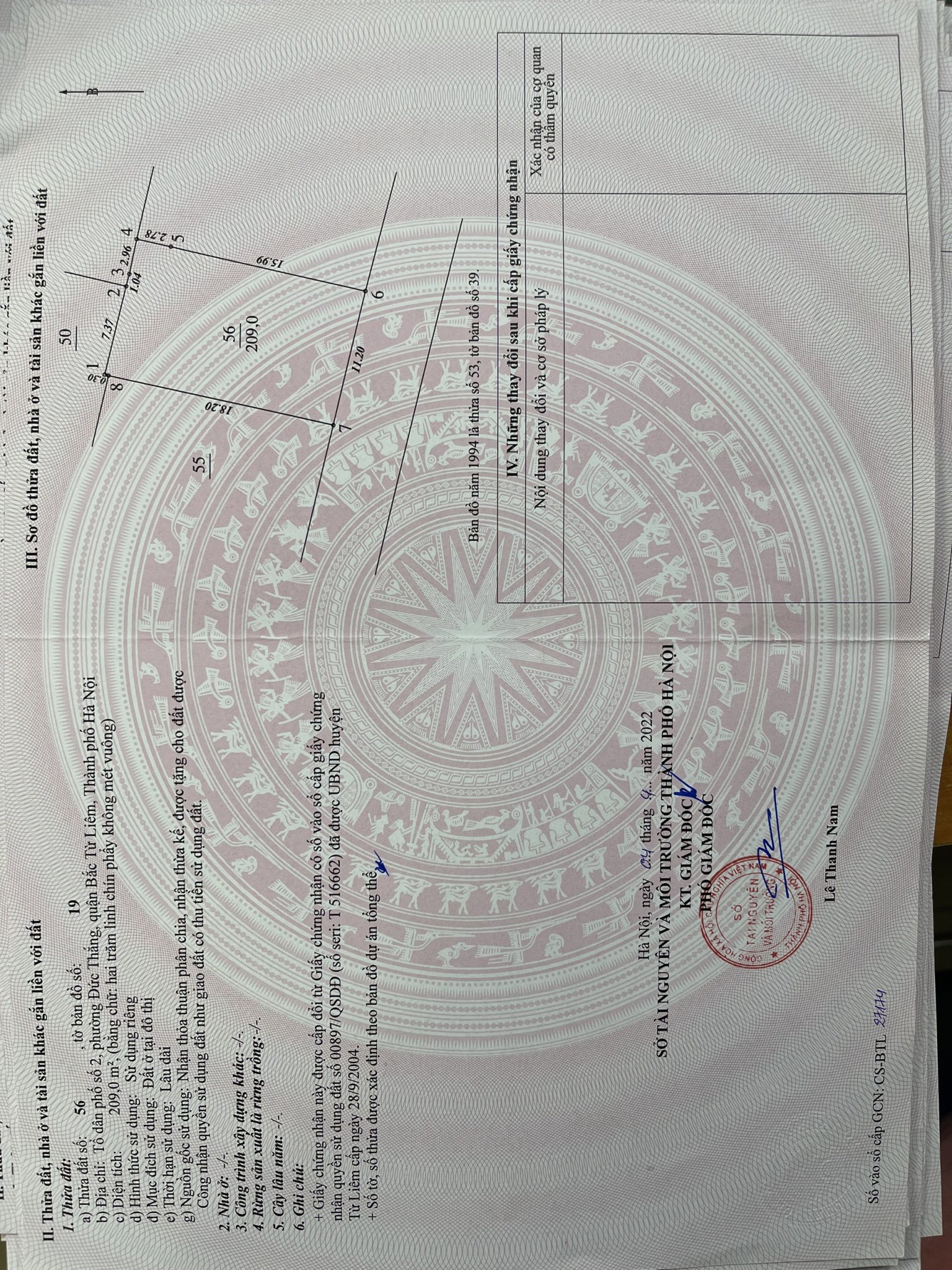 Cần bán mảnh đất 209m2 với 3 làn đường ô tô tránh tại quận Bắc Từ Liêm