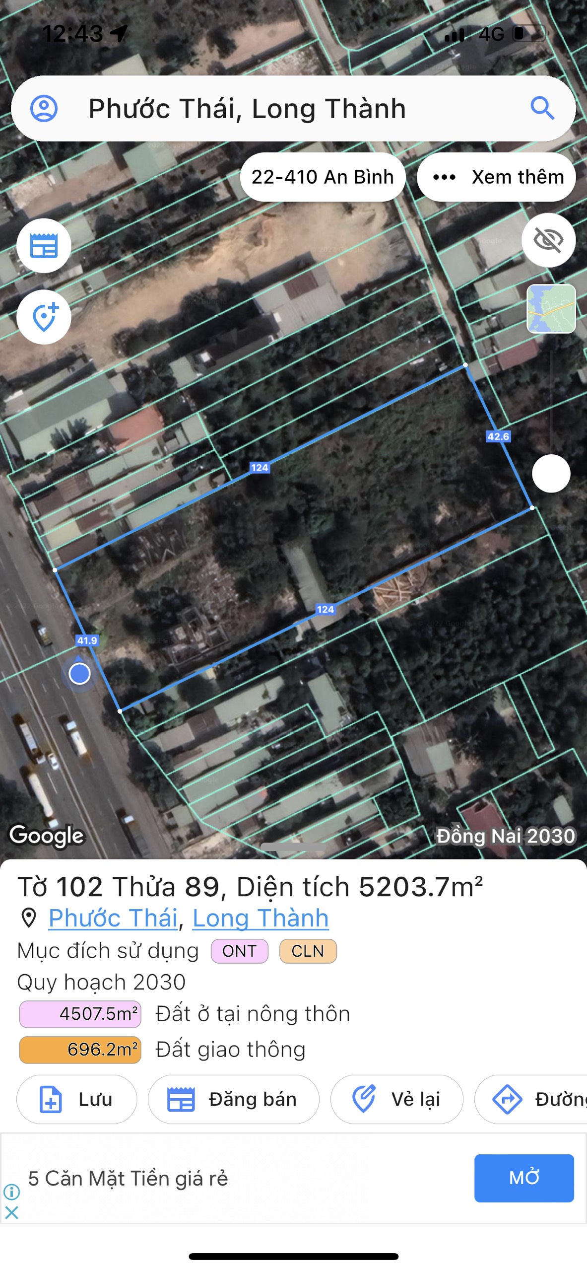 Cho thuê 5300 đất mặt tiền quốc lộ 51 Long Thành Đồng Nai