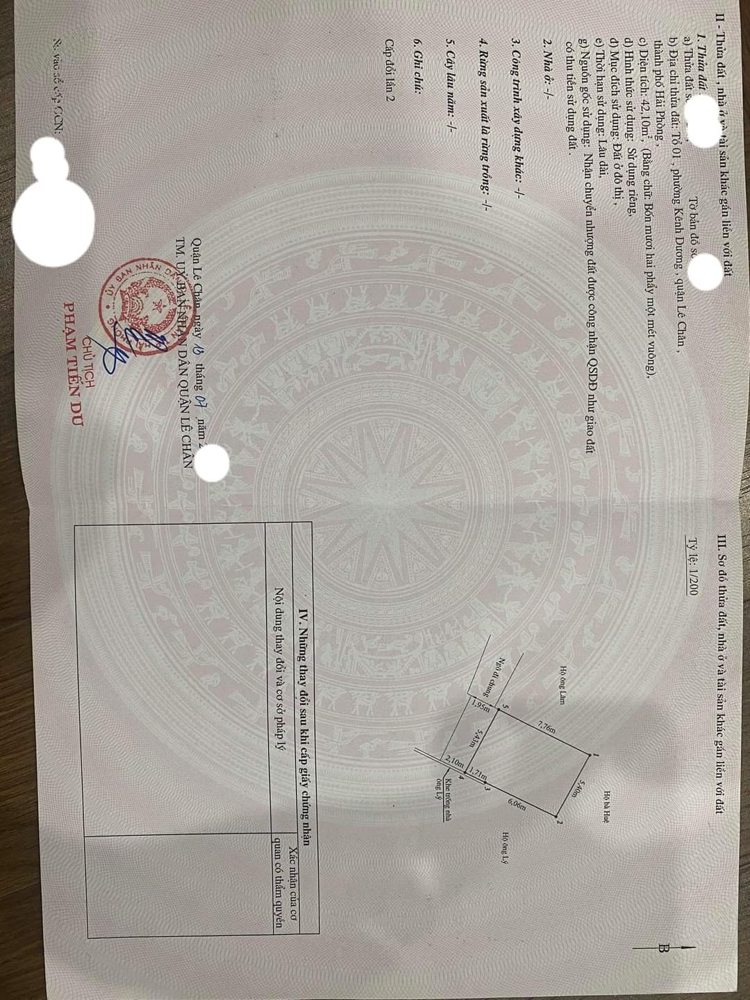 Lô đất diện tích 42m GIÁ chỉ 1.55 tỉ cực đẹp ngay gần Lạch Tray - Quán Nam