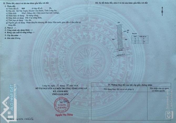 NGỘP BANK BÁN ĐẤT Giá 760 triệu, 92m2 ở Tân Trạch, đường nhựa 10m,sổ hồng sẵn.