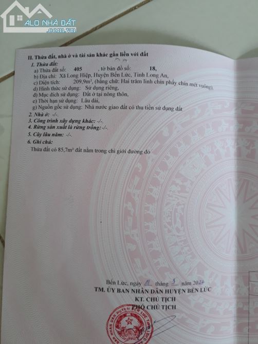 BÁN LÔ ĐẤT VƯỜN Ở BẾN LỨC, LONG AN. 209M2 TÔI NẮM CHỦ, ĐẤT FULL TC. GIÁ 2.6 TỶ ,CÓ THƯƠNG LƯỢNG