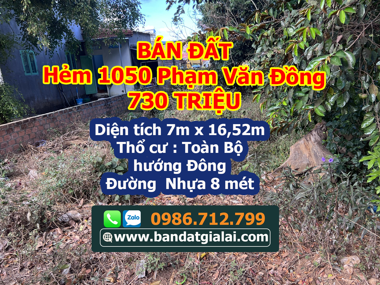 Bán 200 lô đất toàn Gia Lai giá Đẹp -hẻm 1050 Phạm Văn ĐỒng
