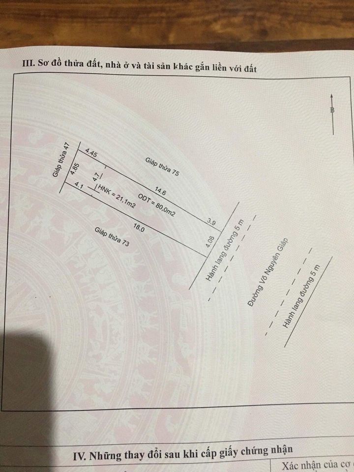 Bán nhà cấp 4 mặt đường Võ Nguyên Giáp ở tổ 5 phường Nam Thanh