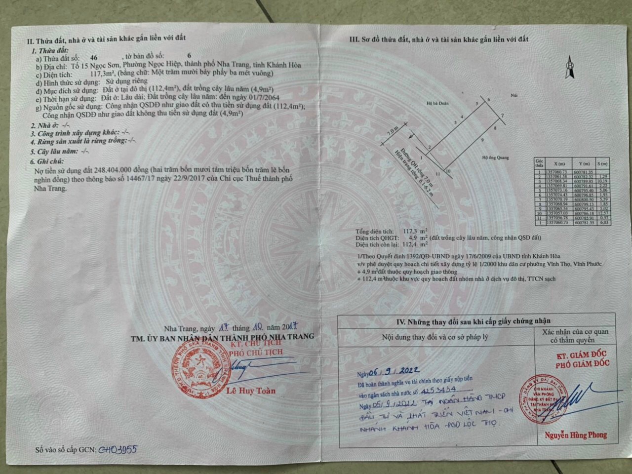 Bán đất mặt tiền đường Ngô Đến 117m2 giá 2 tỉ 950 ngân hàng cho vay 2.8 tỉ