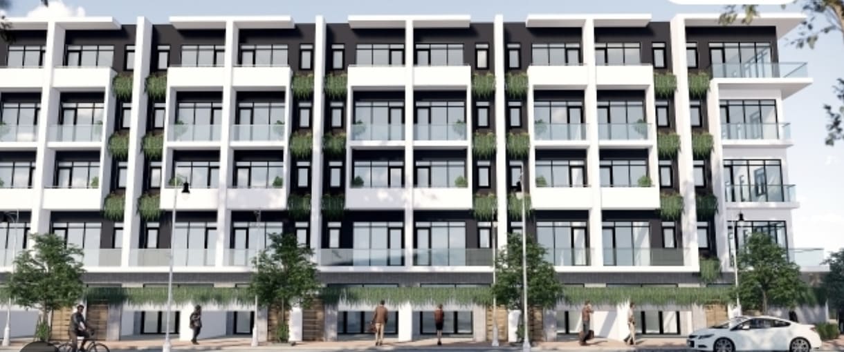 Mẫu nhà liền kề được bố trí cây xanh làm điểm nhấn cho căn nhà. Mau-nha-lien-ke-6-tang-4