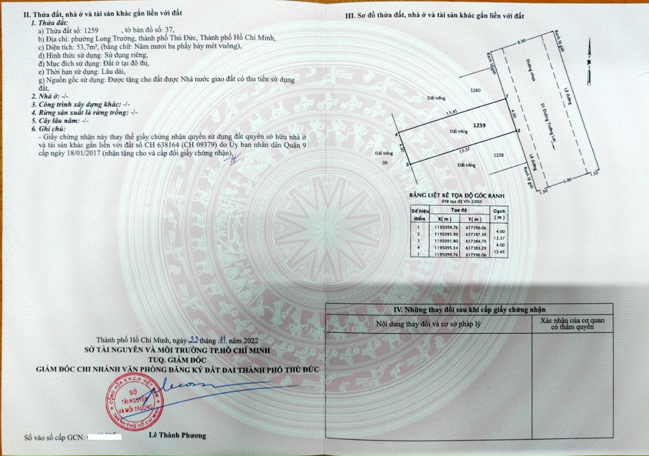 Bán đất nền đường Trường Lưu phường Long Trường Tp.Thủ Đức