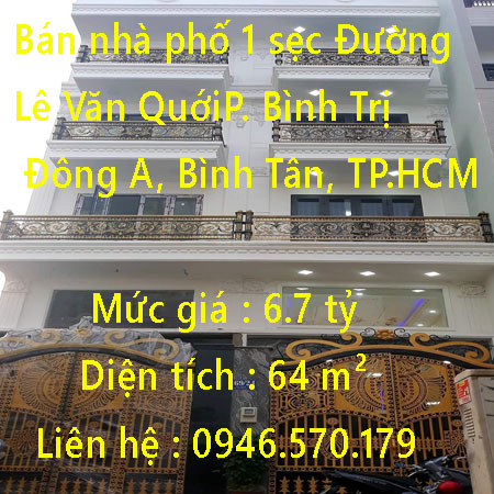 Bán nhà phố 1 sẹc đường Lê văn quới hẻm xe hơi quận Bình Tân tphcm