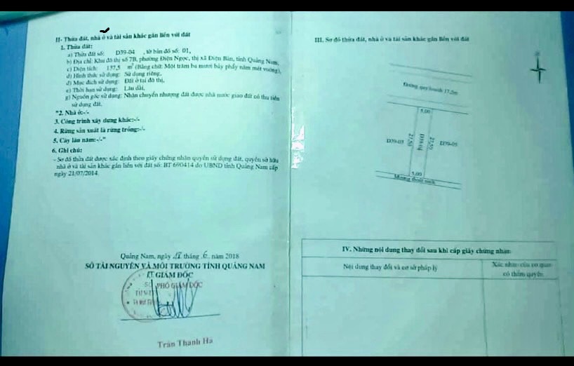 Bán đất khu 7B Quảng Nam