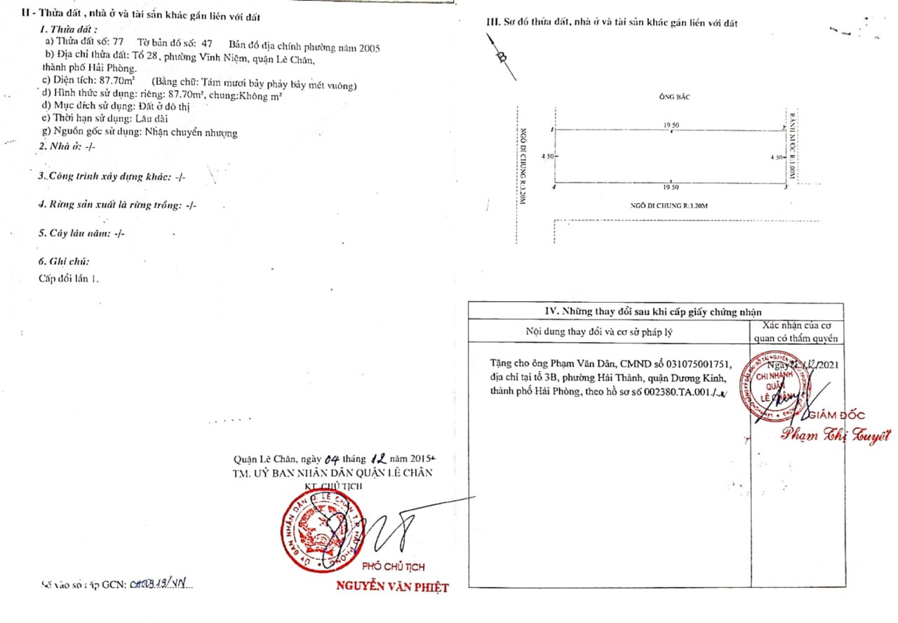 Lô đất cực đẹp 175m 2 mặt tiền ngõ ô.tô Thiên Lôi - Trực Cát , GIÁ 46 tr/m xây biệt thự cực đẹp