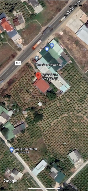 BÁN ĐẤT TẶNG NHÀ MẶT TIỀN QL1A NGANG 48M, XÃ HÀM CƯỜNG, HTN, BÌNH THUẬN, 1.569M2, 10 TỶ