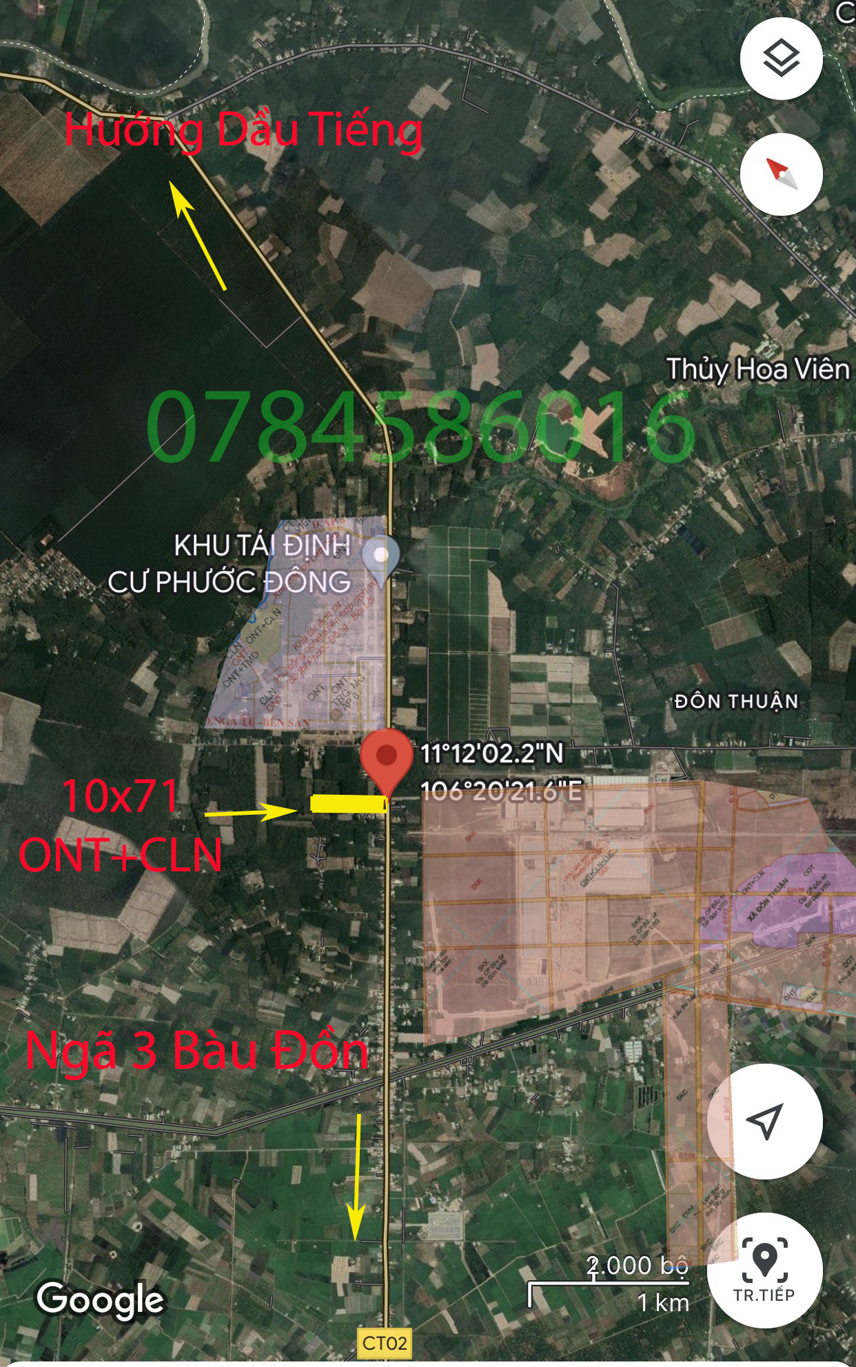 Mặt tiền ĐT782 Diện tích 10x71m đã có thổ cư sẵn Đối diện khu đô thị Phước Đông Tây Ninh